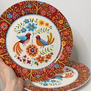 Bico dinner plate spring bird red set of 2